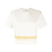 Franje Crop T-shirt Lanvin , White , Dames