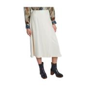 Ecru Wol en Katoen Halflange Rok Diega , White , Dames