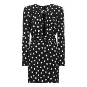 Zwarte polkadot crepe mini-jurk Saint Laurent , Black , Dames