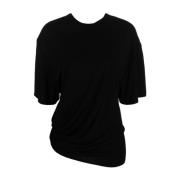 Zwarte Side Cowl Waist Tee T-Shirts Christopher Esber , Black , Dames