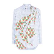 Gestreept aardbeienmotief overhemd Comme des Garçons , White , Heren