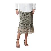 Elegante Midi Rok van Kant Heartmade , Beige , Dames