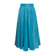Midi Skirts Plain Units , Blue , Dames