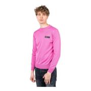 Heren Merinowollen Geribbelde Pullover Plein Sport , Pink , Heren