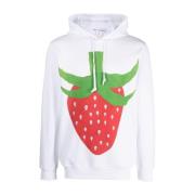 Fruit-Print Katoenen Hoodie - Wit Comme des Garçons , White , Heren