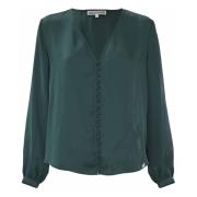 Elegante blouse met V-hals Kocca , Green , Dames