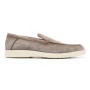 Tonal-Stitching Leren Loafers Santoni , Gray , Heren