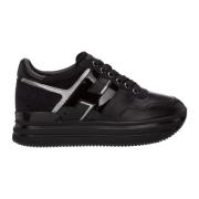 Stijlvolle Leren Platform Sneakers Hogan , Black , Dames
