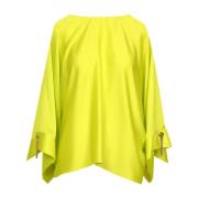 Lime Satin Batwing Blouse Simona Corsellini , Yellow , Dames