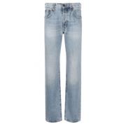 Lichtblauwe Straight-Leg Jeans Saint Laurent , Blue , Dames