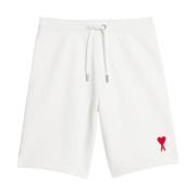 Rode Logo Casual Shorts voor Heren Ami Paris , White , Heren