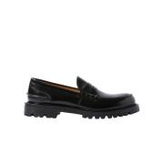 Handgemaakte zwarte leren loafers Scarosso , Black , Heren