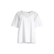 Kanten Overlay T-Shirt Silvian Heach , White , Dames