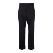 Blauwe Wollen Broek met Riem Thom Browne , Blue , Heren