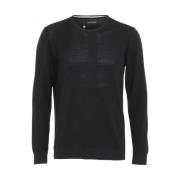 Merino Wol Crewneck Trui Clean Cut , Black , Heren