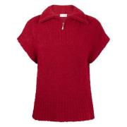 Rode Teddy Vest | Boucle Effect Design Jane Lushka , Red , Dames