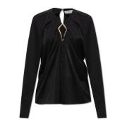 Satijnen top Lanvin , Black , Dames