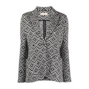 Zwarte Jacquard Enkellange Blazer Circolo 1901 , Black , Dames