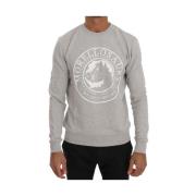 Grijze Katoenen Crewneck Sweater met Morellosaurs Logo Frankie Morello...