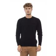 Zwarte Crewneck Sweater met Voorzak Alpha Studio , Black , Heren