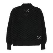 Perforated Gebreide Coltrui met Ronde Hals Silvian Heach , Black , Dam...