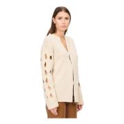 Zachte Cardigan met Uitgesneden Mouw Federica Tosi , Beige , Dames