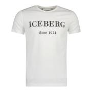 5D Heren T-Shirt Wit/Zwart Iceberg , White , Heren