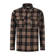 Geruite Zachte Overshirt - Bruin | Regular Fit PureWhite , Brown , Her...