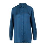 Blauwe gestippelde viscose blouse Kaos , Blue , Dames