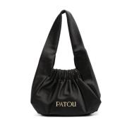 Zwarte Satijnen Tote Tas Patou , Black , Dames