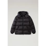 Satin Logo Puffer Jas voor Dames Woolrich , Black , Dames