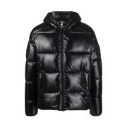 Zwarte Nylon Puffer Jas Save The Duck , Black , Heren