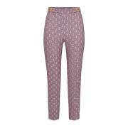 Hoge Taille Sigaretbroek met All-Over Logo Print Elisabetta Franchi , ...