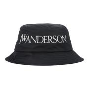 Stijlvolle zwarte bucket hoed met logo JW Anderson , Black , Heren