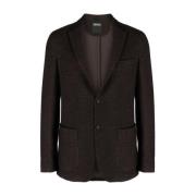 Bruine Microprint Blazer Z Zegna , Brown , Heren