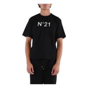 Katoenen Logo T-shirt N21 , Black , Heren