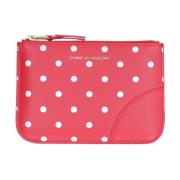 Polka Dots Leren Kaarthouder met Rits Comme des Garçons , Red , Dames