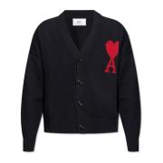 Cardigan met logo Ami Paris , Black , Heren