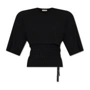 Turso T-shirt met strikceintuur The Mannei , Black , Dames