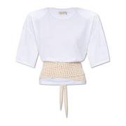 Turso T-shirt met strikceintuur The Mannei , White , Dames