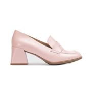 Klassieke leren pump met vierkante blokhak Wonders , Pink , Dames