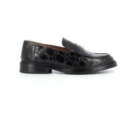 Gestructureerde leren mocassin met Maxi Track zool Wonders , Black , D...