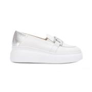 Tweekleurige leren sleehak moccasin Wonders , White , Dames