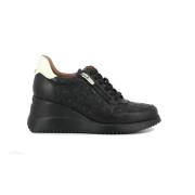 Florale Openwork Sneaker met Rits en Vetersluiting Wonders , Black , D...