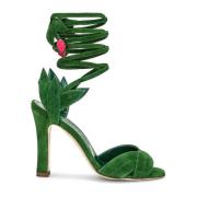 Wrap Sandalen met 10,5 cm Hak Manolo Blahnik , Green , Dames