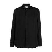 Zijden crêpe overhemd met klassieke kraag Saint Laurent , Black , Here...