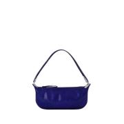 Blauwe Leren Mini Amira Hobo Tas By FAR , Blue , Dames