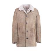 Vintage Shearling Suede Jas Gimo's , Beige , Heren