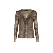 Metallic Ribgebreid Vest Barbara Bui , Green , Dames