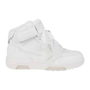Witte Mid Top Leren Sneakers Off White , White , Dames